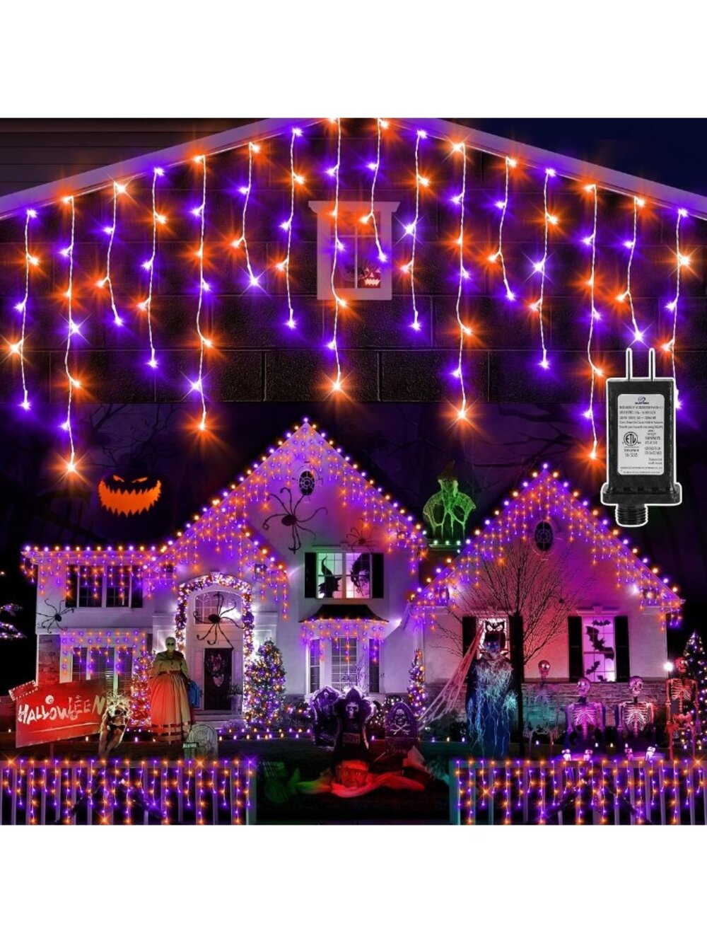 99FT LED Orange & Purple Halloween String Lights - Festive Outdoor Decor